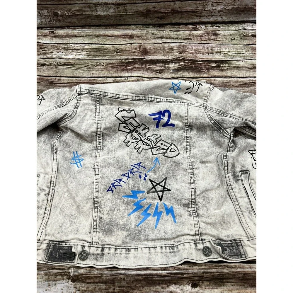 FWRD Kids’ Denim Jacket Size M 10-12 With All-Over Graffiti Pattern